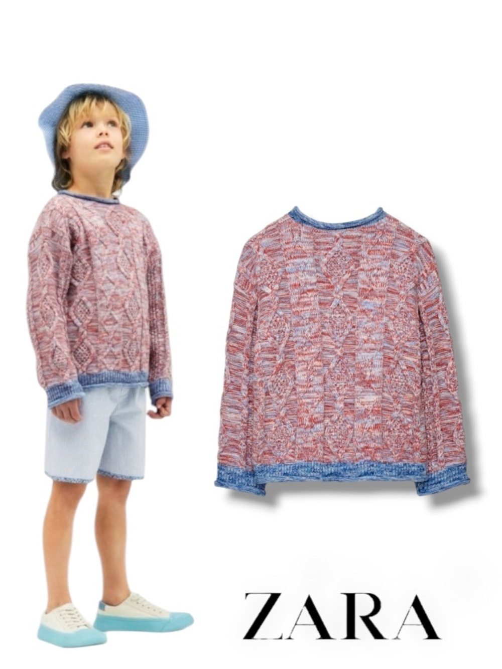ZARA Kids Multicolor Cable Knit Sweater NWT Size 10